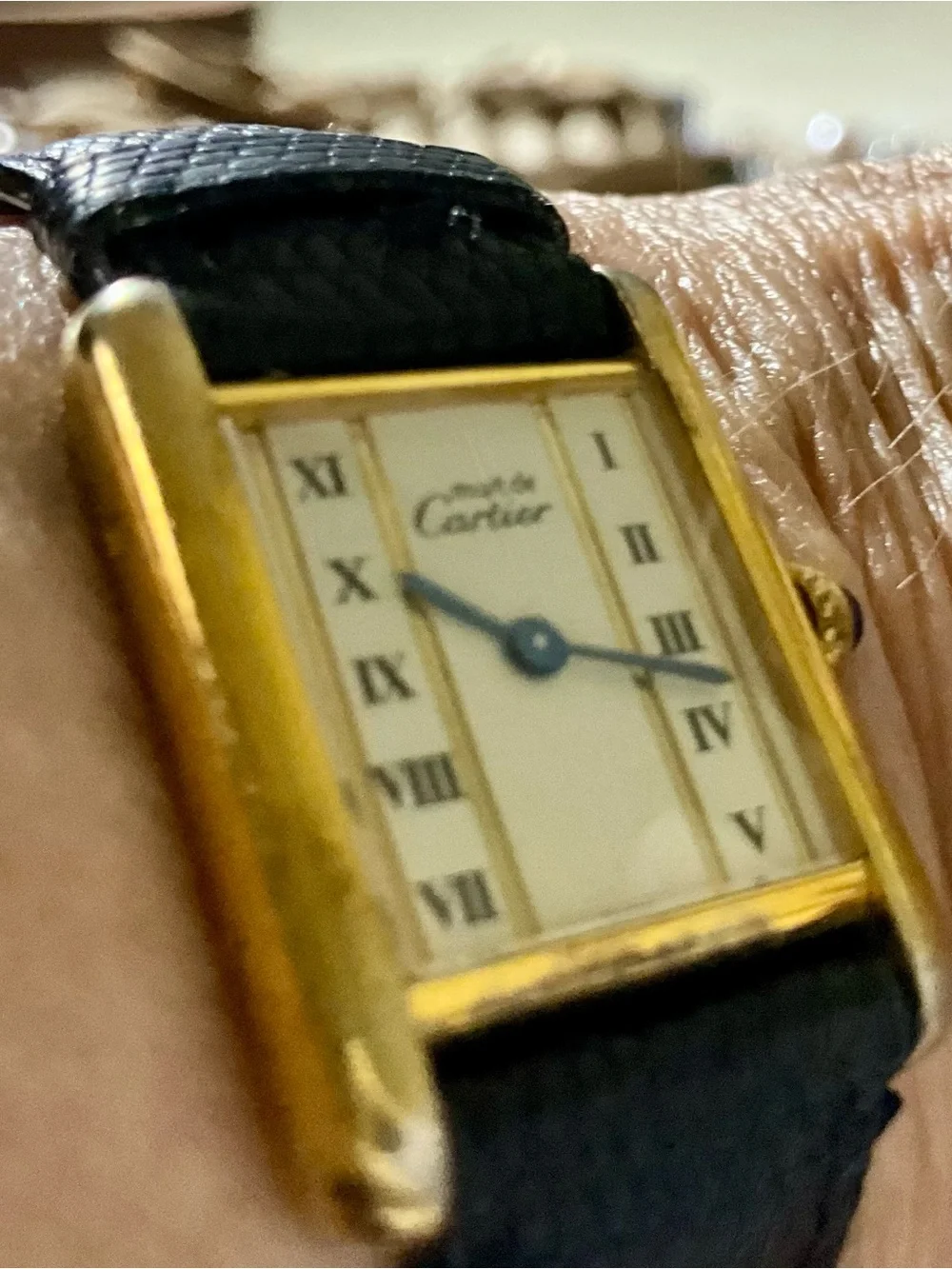 Vintage Must de Cartier Tank Vermeil Quartz 925 Watch New Battery Swiss Classic